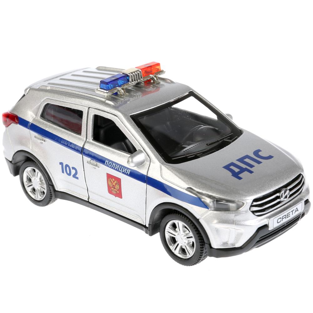 Инерционная машина Hyundai Creta Полиция, металлическая, 12 см, свет-звук  